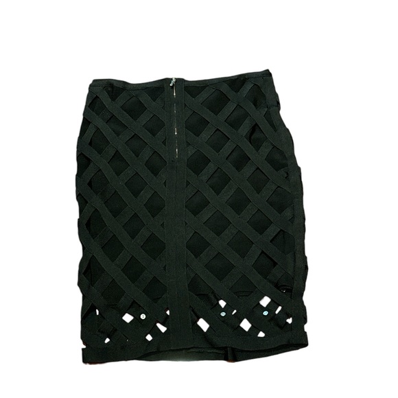 BEBE Gold Studded Criss Crossed Bodycon Skirt! - Picture 2 of 4